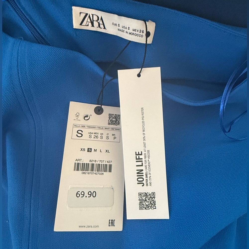 NWT ZARA Asymmetrical Top - Mid Blue - Small - Picture 12 of 14